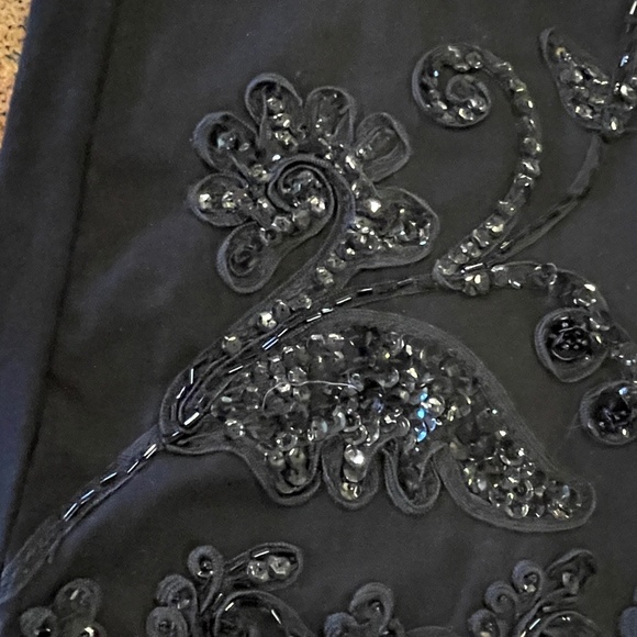 Designs By Naomi Black Beaded, Sequin Wide Leg, High Rise Pants Size Medium - Picture 5 of 14